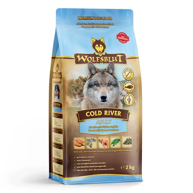 Direkt Vom Hersteller WOLFSBLUT Cold River Forelle mit Süßkartoffeln 2kg Hundetrockenfutter